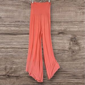 Soft Orange Jersey Knit Angled Hem Palazzo Pants L